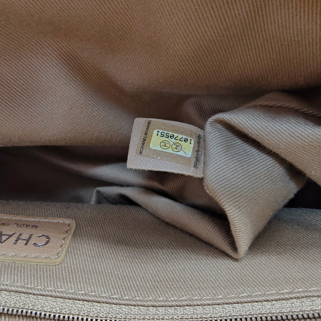Quilted chain handle bag caramel leather large CC logo
