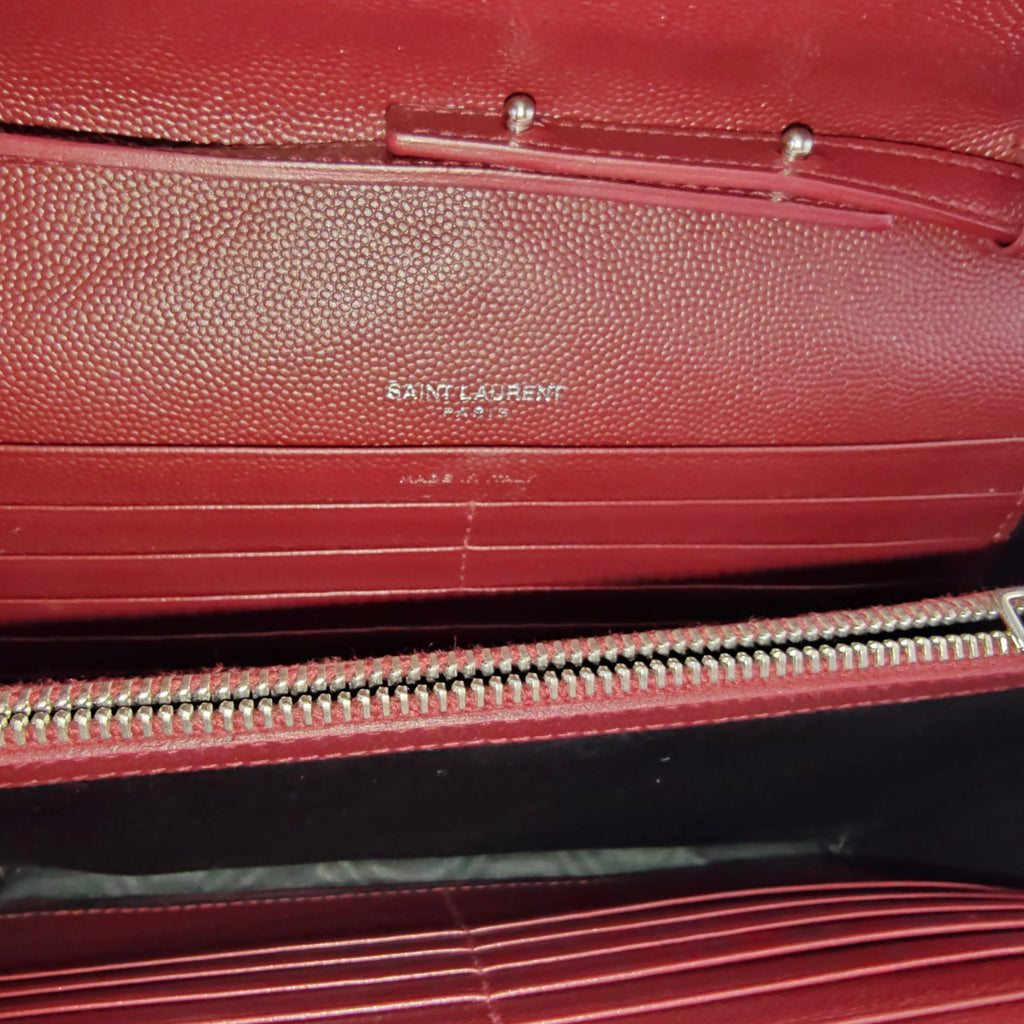 Grain De Poudre Matelasse Chevron Monogram Envelope Clutch Rouge Legion