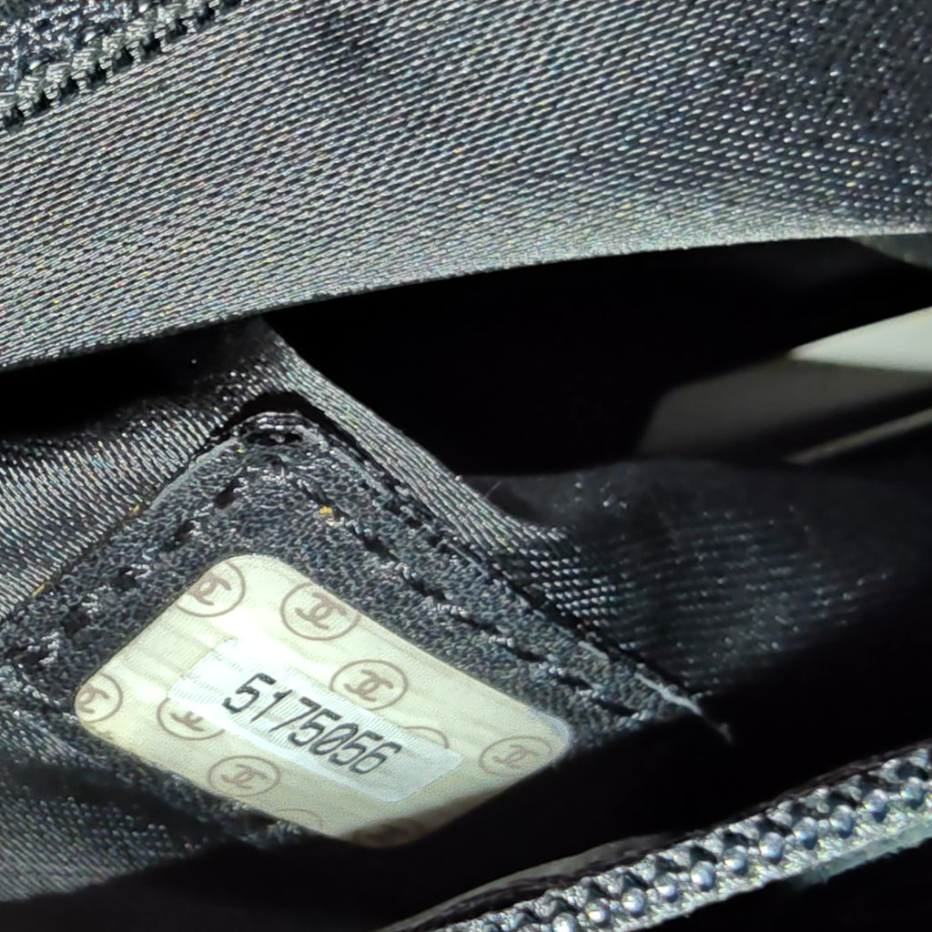 Chain Hand Bag Leather Black CC