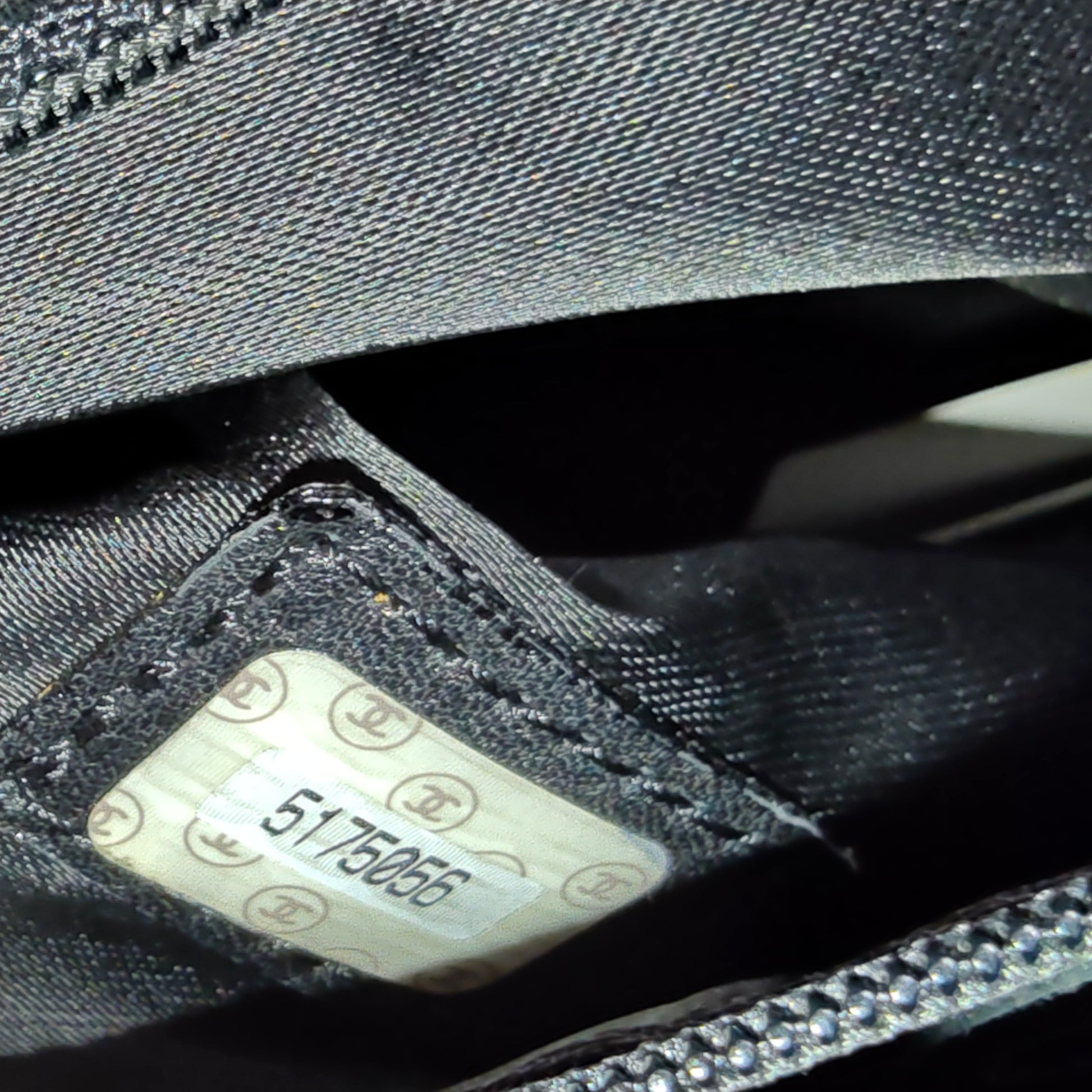 Chain Hand Bag Leather Black CC