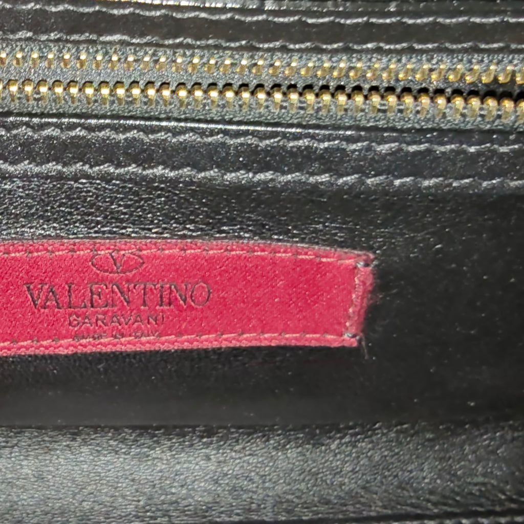 Black Leather My Rockstud Top Handle Tote Bag