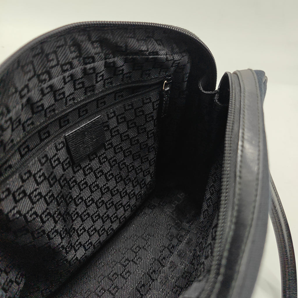 Leather-Trimmed Canvas Handle Bag