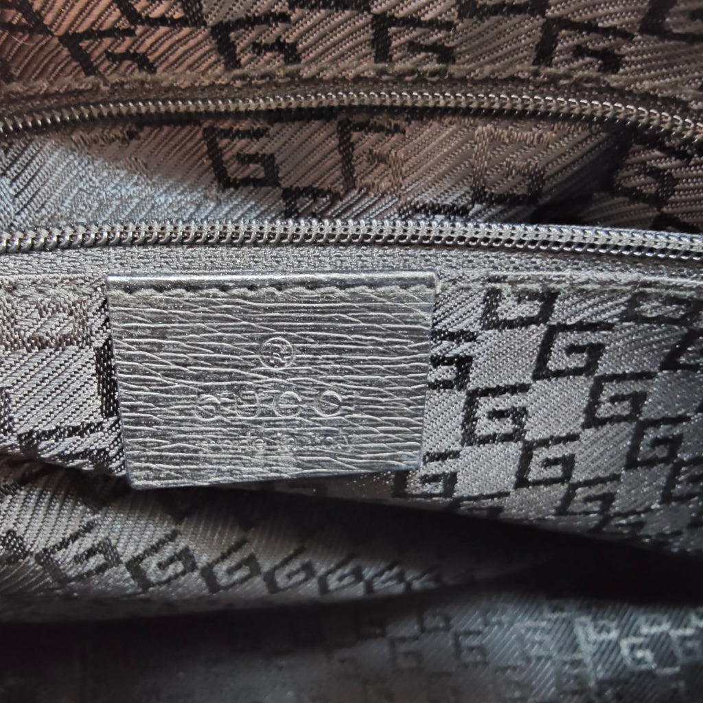 Leather-Trimmed Canvas Handle Bag