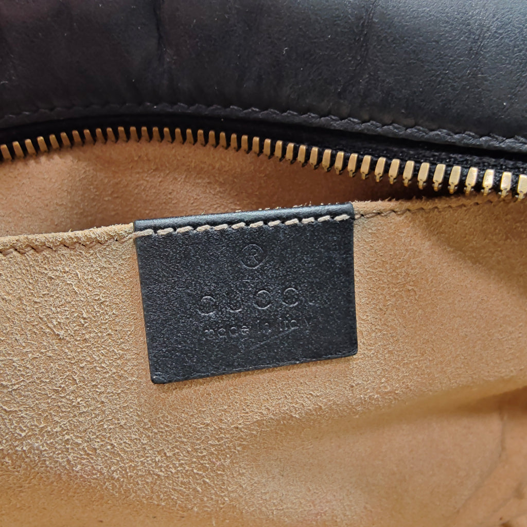 Calfskin Matelasse Small GG Marmont Chain Shoulder Bag Black