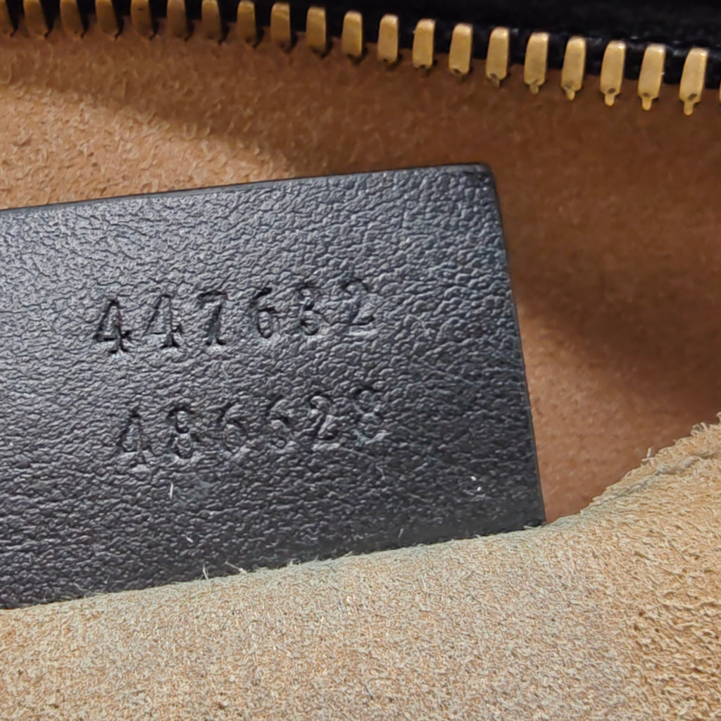 Calfskin Matelasse Small GG Marmont Chain Shoulder Bag Black