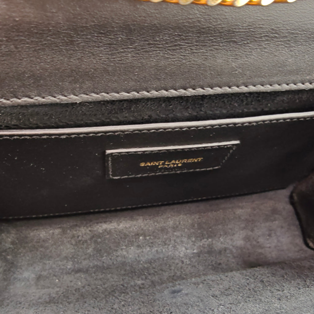 Smooth Calfskin Classic Monogram Kate Tassel Chain Wallet Black