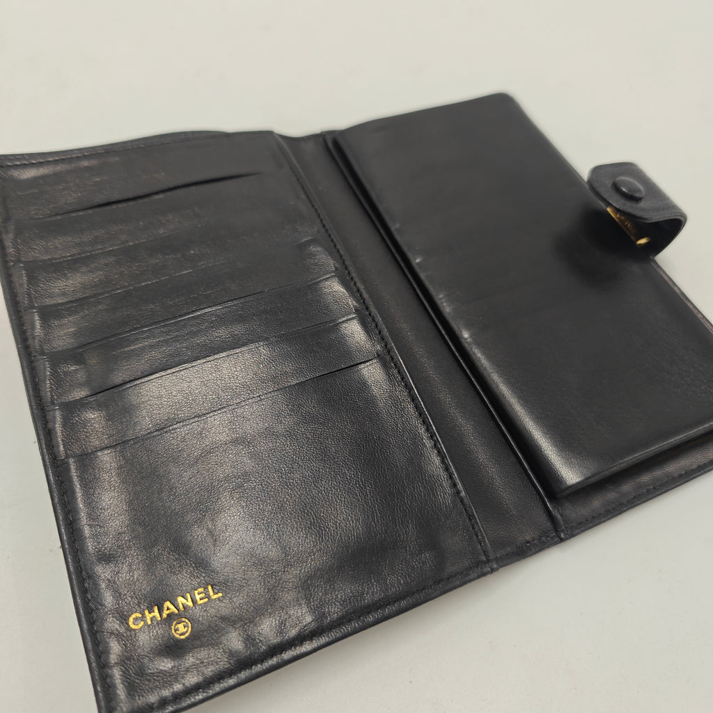 Long Wallet Caviar Skin Black CC Auth