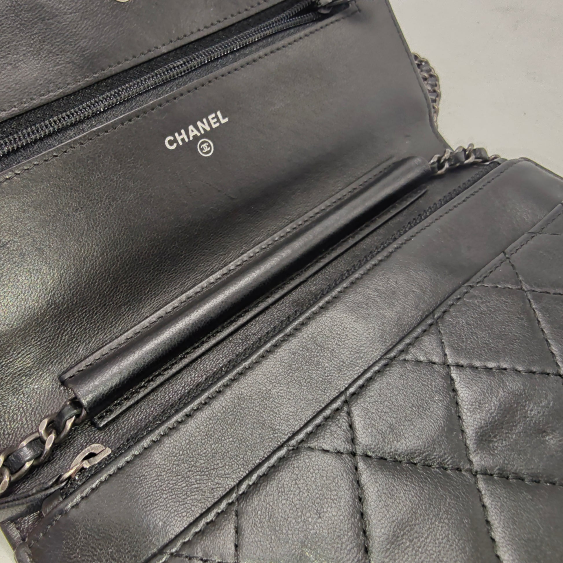 Lambskin Quilted Boy Wallet On Chain