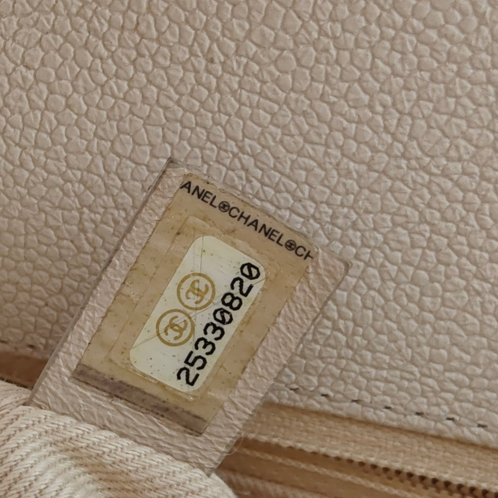 White CC Timeless Caviar Leather Satchel Cream