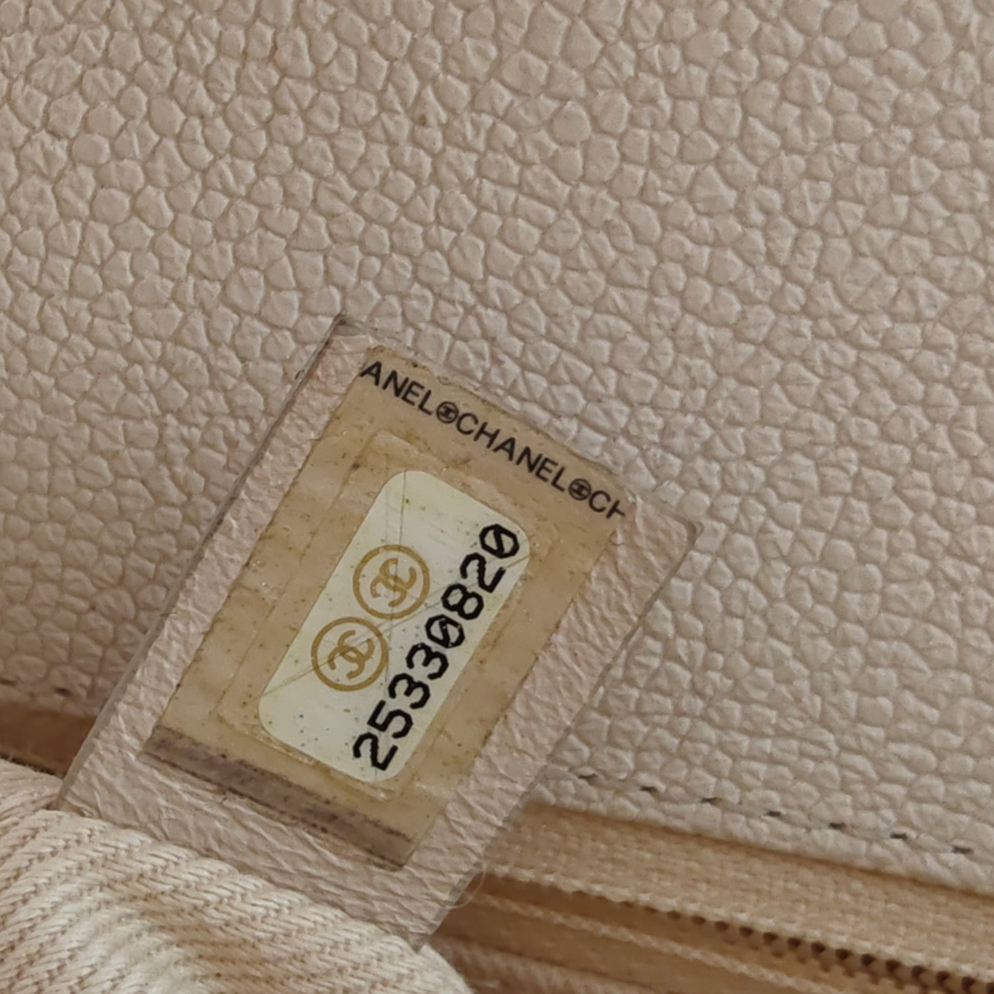 White CC Timeless Caviar Leather Satchel Cream