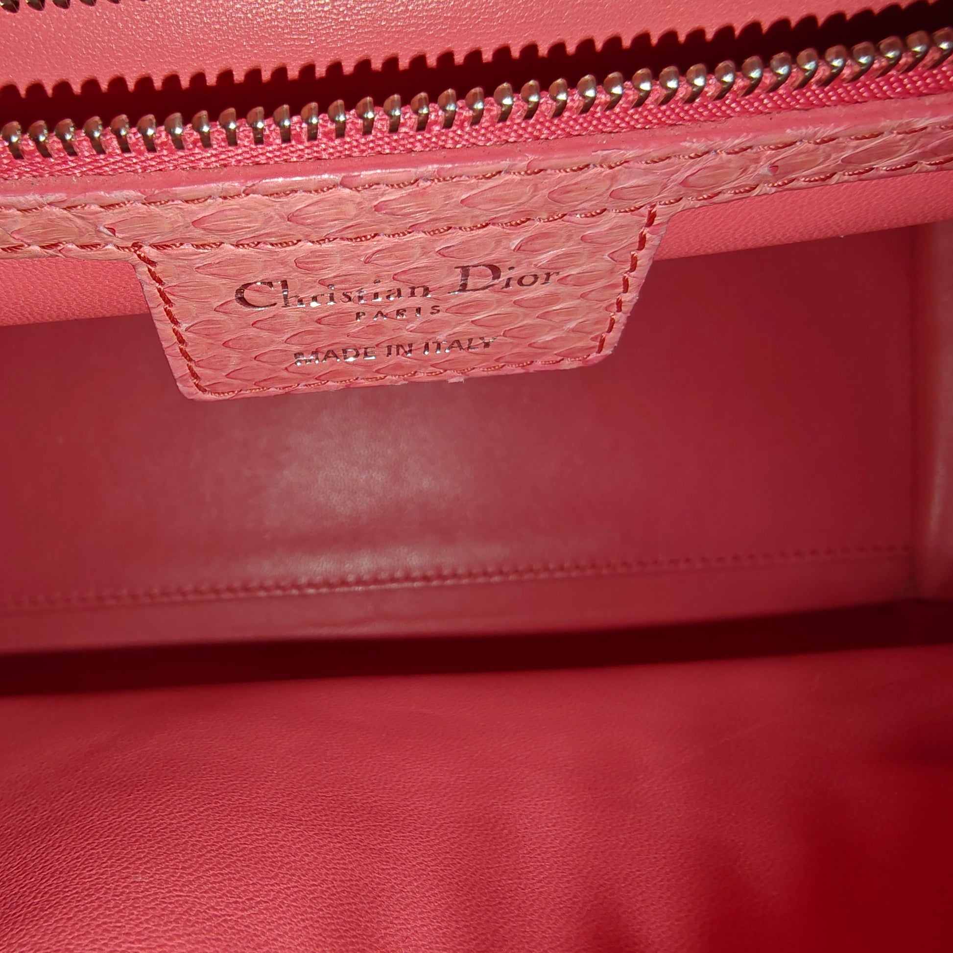 Pink Snakeskin Leather Medium Lady Dior Tote