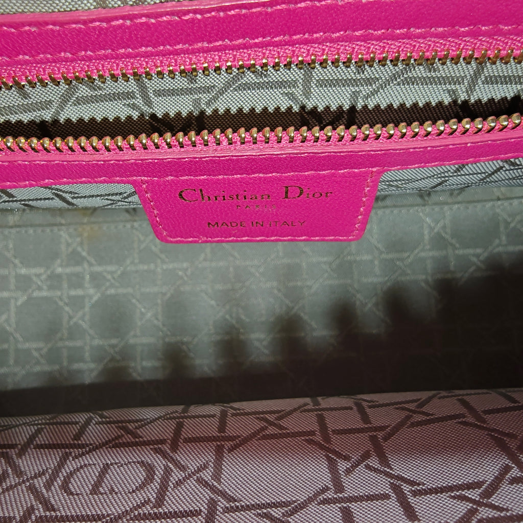 Lambskin Cannage Medium Lady Dior Fuchsia