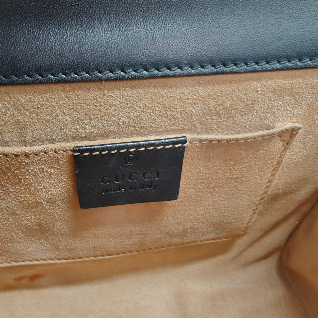 Black Small Pearl Studded Leather Padlock Crossbody