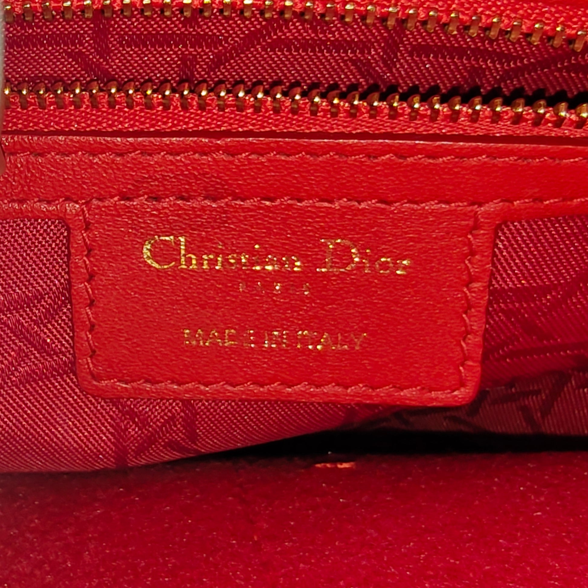 Lambskin Cannage Small Lucky Badges My Lady Dior Red