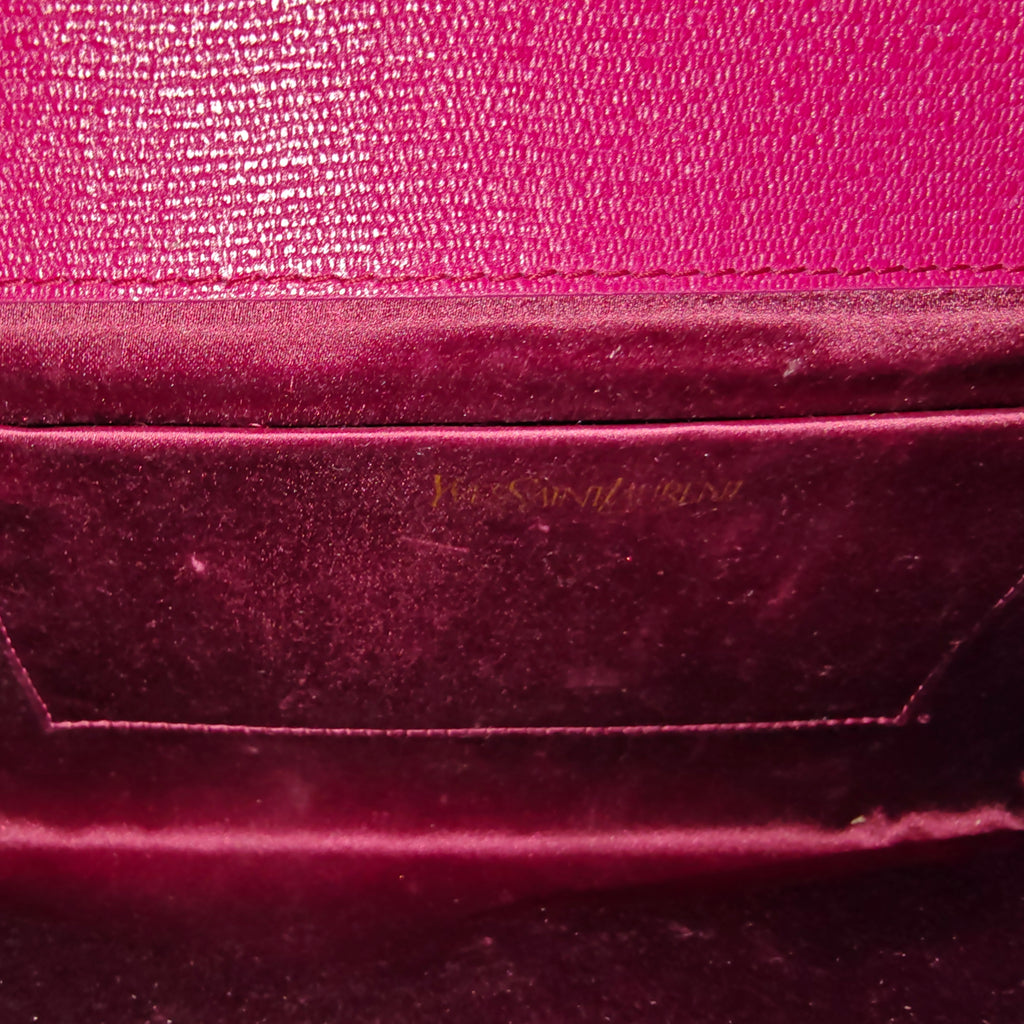 Calfskin Classic Y Ligne Clutch Fuchsia twins