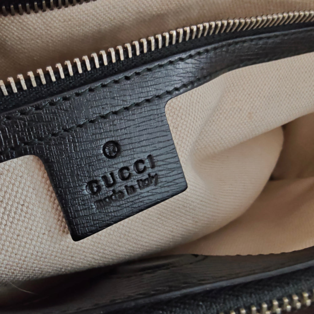 Black/White Leather Bamboo Top Handle Shopper Tote twins