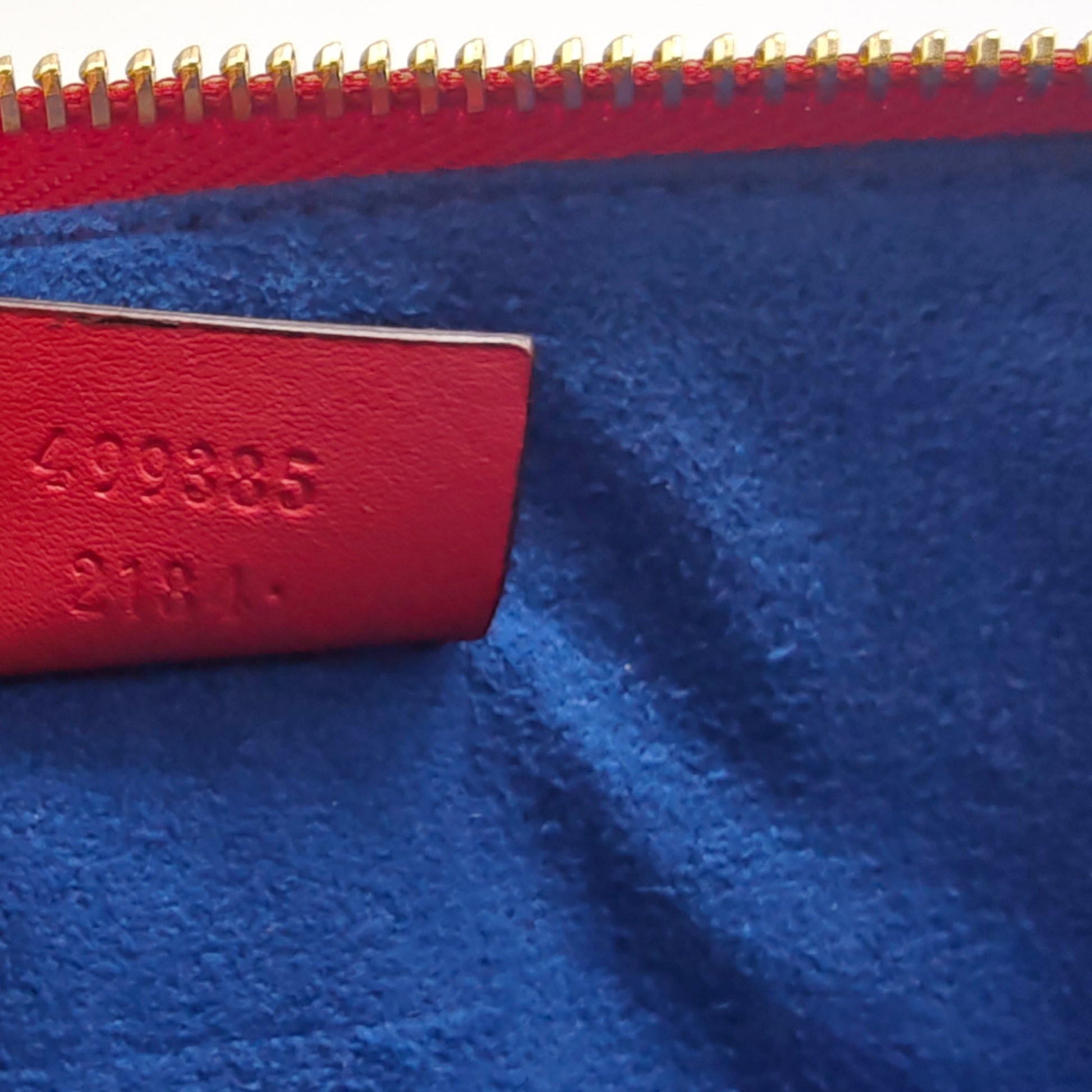 GG Supreme Monogram Bosco Patch Zip Pouch Beige Malva Hibiscus Red