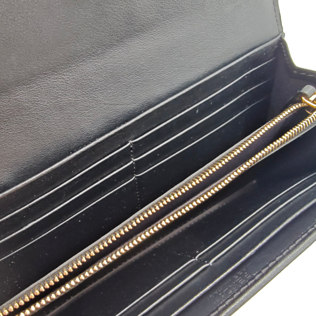 Vitello Cruise F is Fendi Bi-Color FF 1974 Embossed Continental Envelope Wallet Maya Black