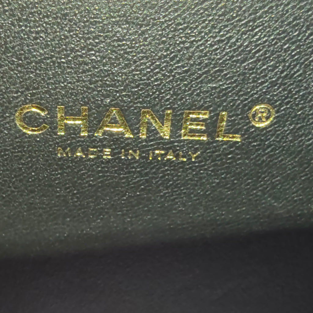 Caviar Quilted Small CC Filigree Vanity Case Beige Black