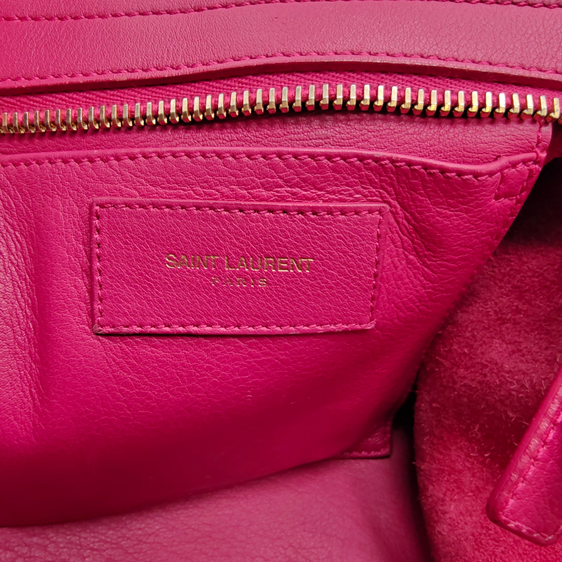 Yves Saint Laurent Fuchsia Calfskin Leather Classic Medium Y Cabas Bag Twins