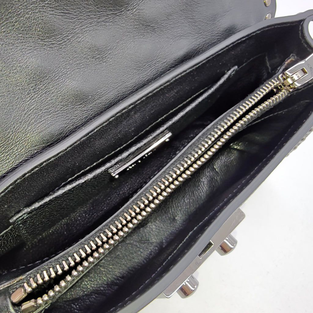 Bijou Studded 2way Shoulder Bag Leather Black Twins