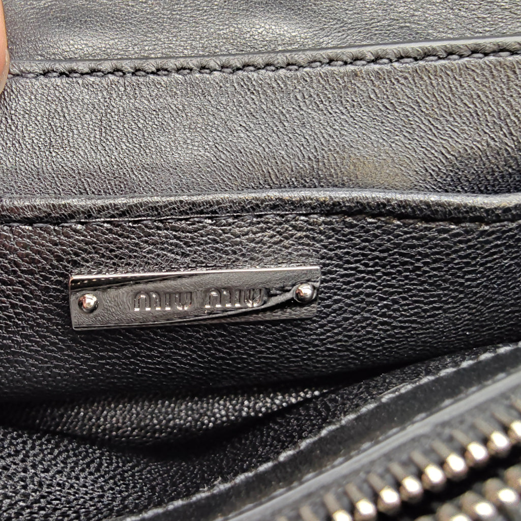 Bijou Studded 2way Shoulder Bag Leather Black Twins