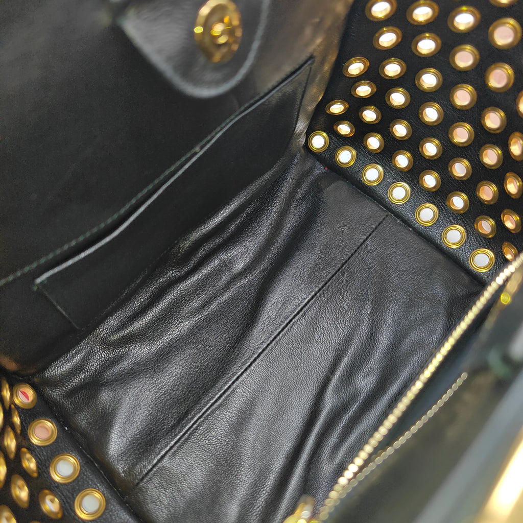 Biker Convertible Tote Grommet Embellished Leather Small Twins