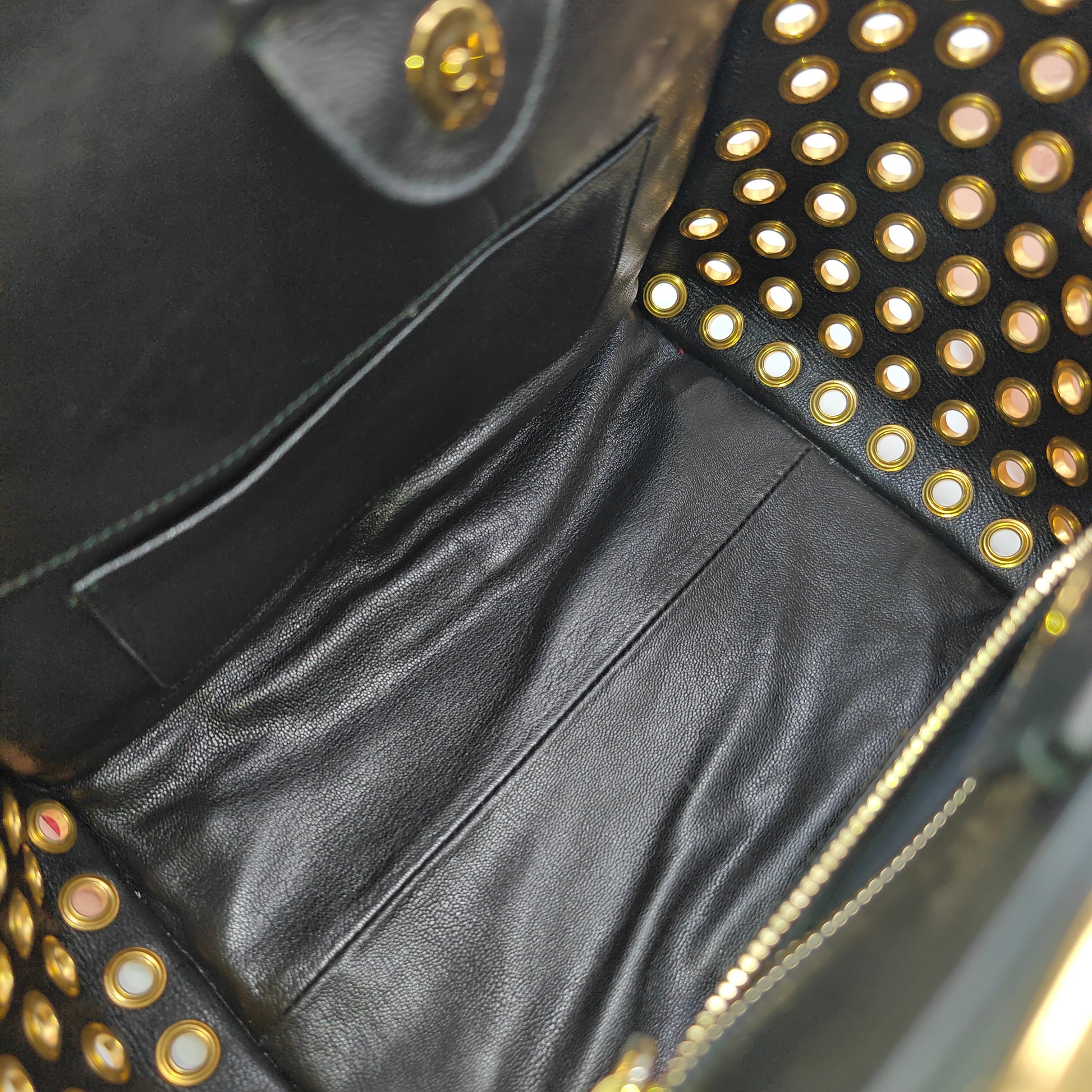 Biker Convertible Tote Grommet Embellished Leather Small Twins