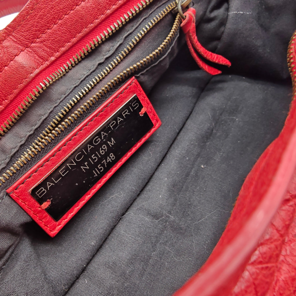 Balenciaga Motocross Classic City Shoulder Bag red Twins