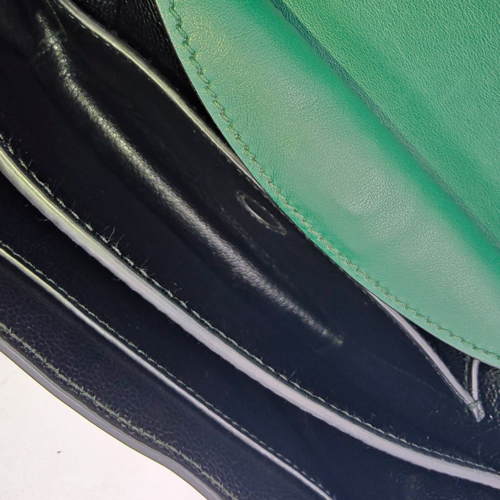 Green/Black Leather City Calf and Saffiano Leather Cahier Bag  twins