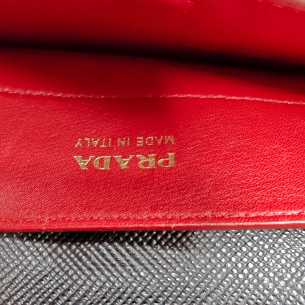 Prada Saffiano Cuir Double Bag Large red inside twins