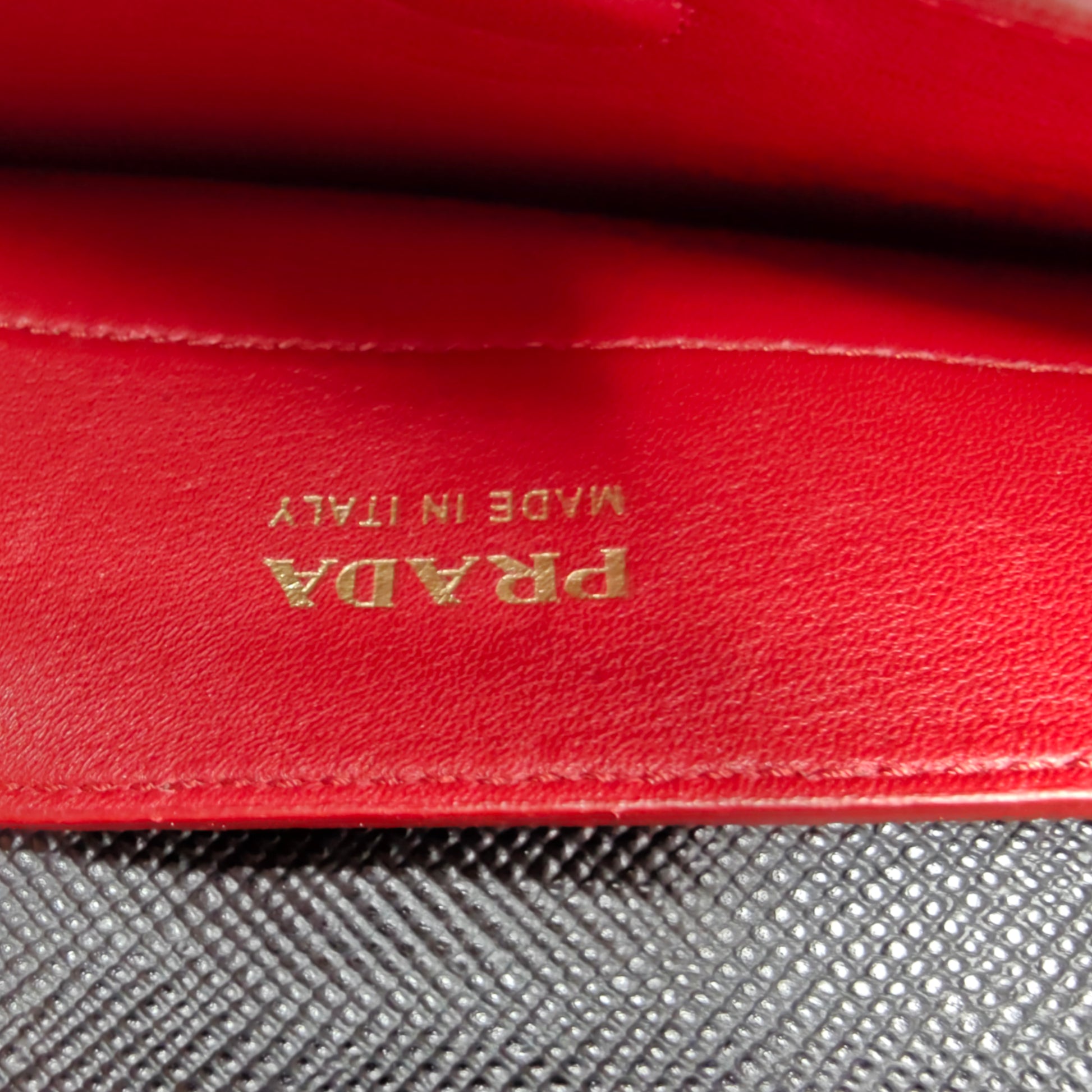 Prada Saffiano Cuir Double Bag Large red inside twins