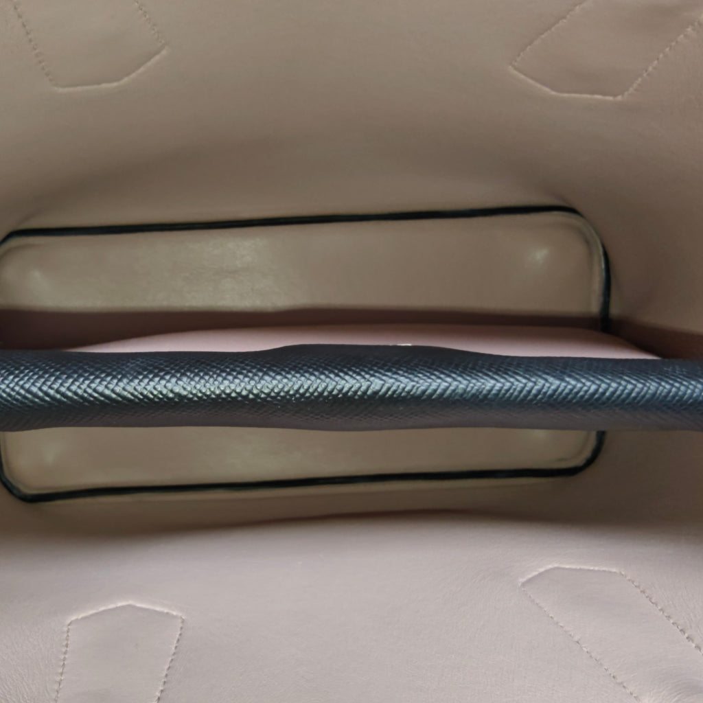 Prada Black Saffiano Cuir 2way pink inner layer shoulder bag twins