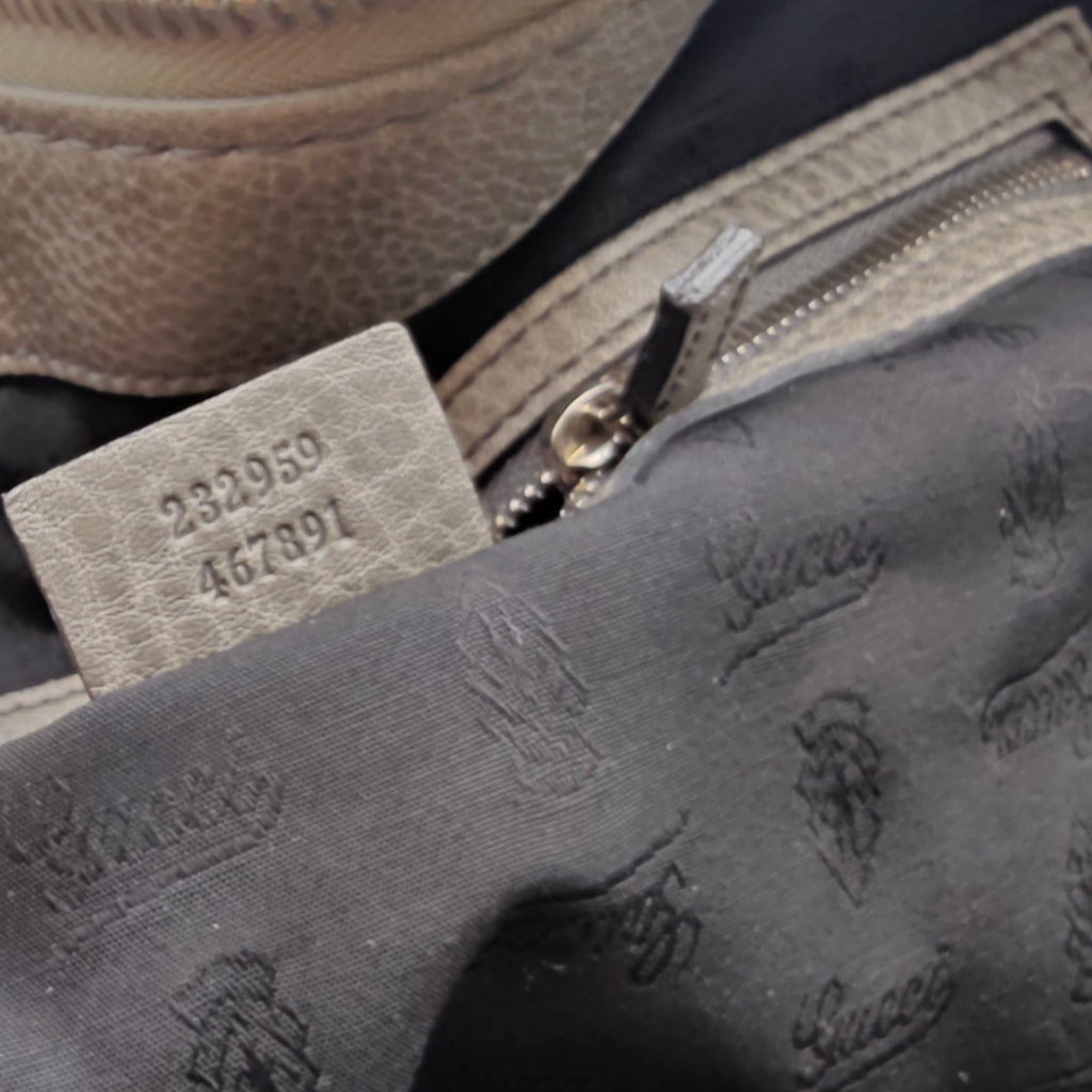 grey leather wrist tote bag