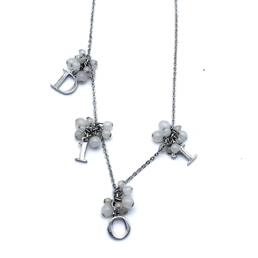 Dior Logo Beaded Necklace in Silver
