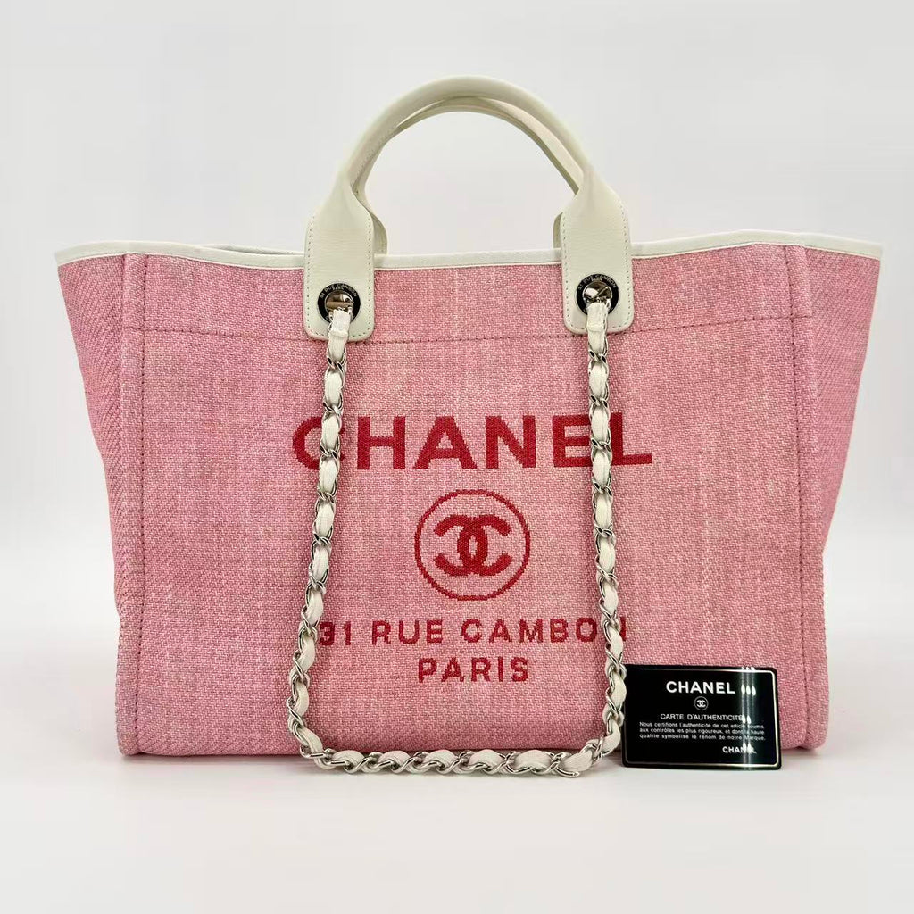 Striped Canvas Deauville Medium Shopping Tote Bag