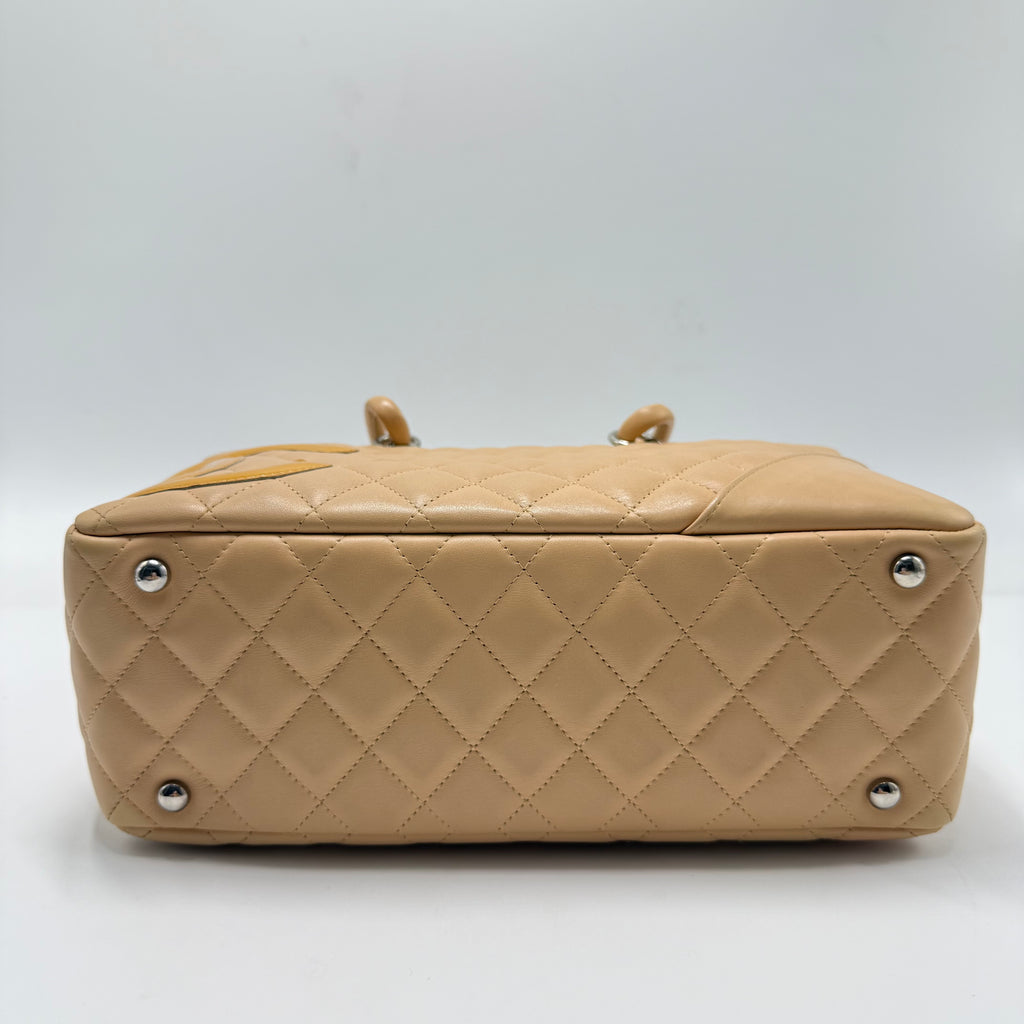 Beige Quilted Leather Cambon Ligne Bowler Bag