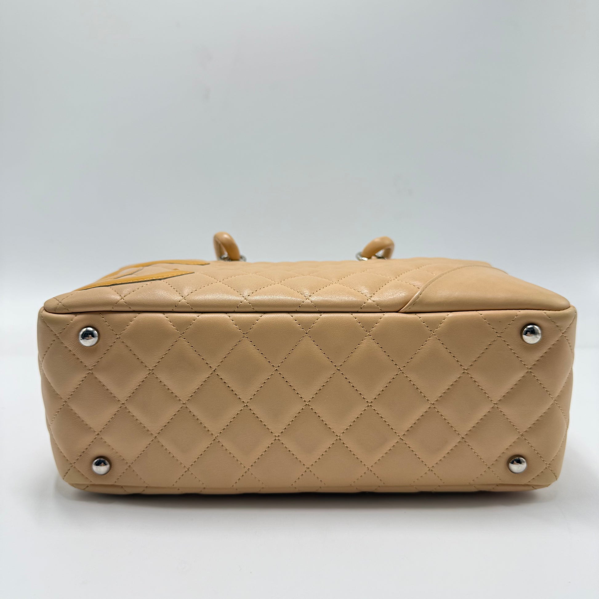 Beige Quilted Leather Cambon Ligne Bowler Bag