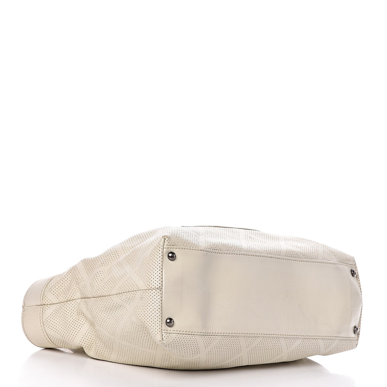 Goatskin Perforated Large CC Tote White