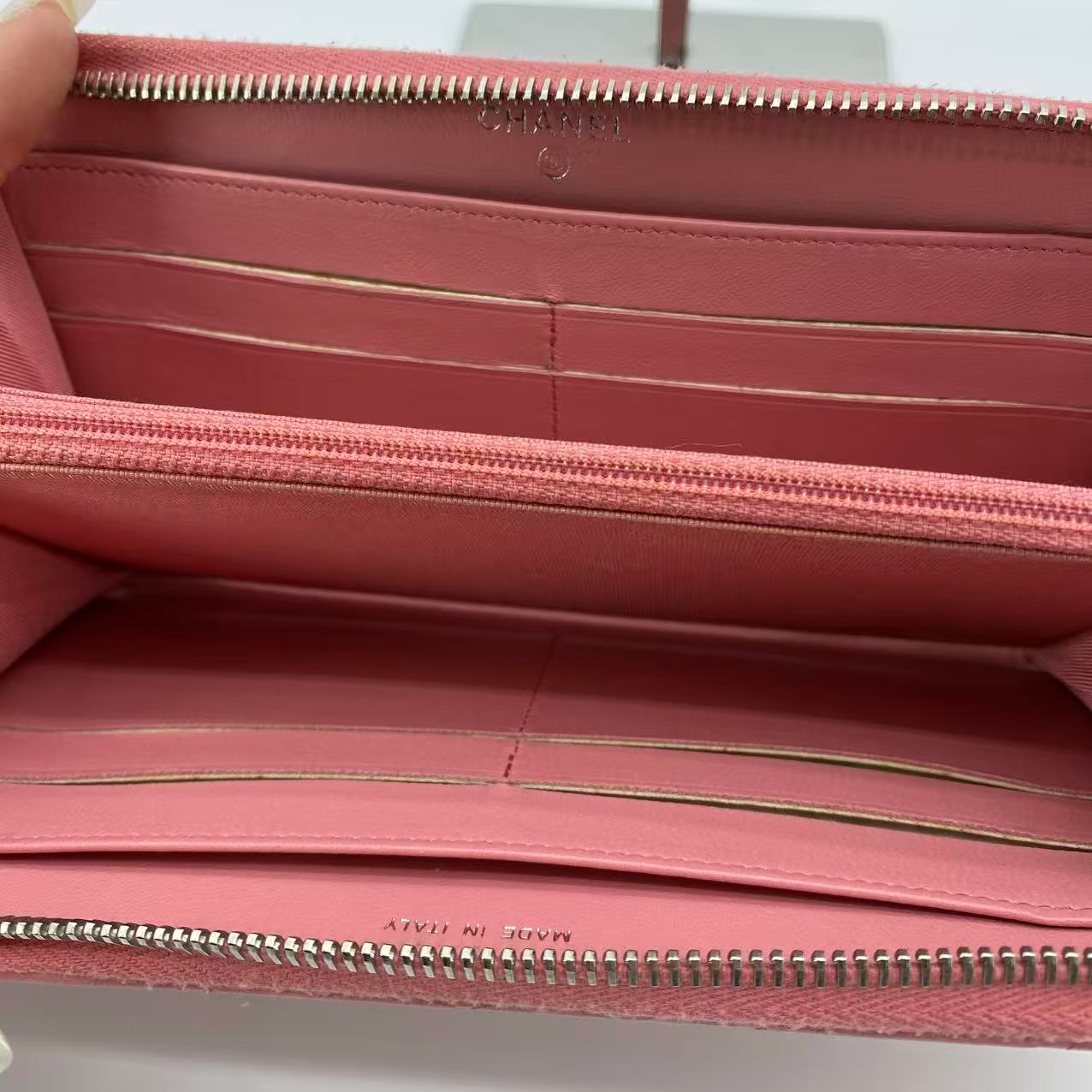 Zip Around Wallet Quilted Lambskin Long