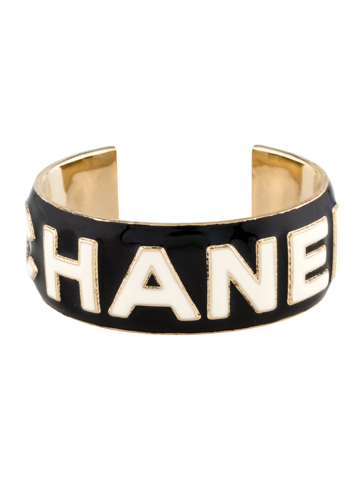 Chanel Metal Enamel Wide Bangle Twins LDJ6741