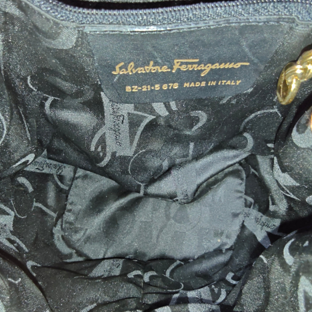 Salvatore Ferragamo Calfskin Crocodile Embossed Vara Bow Bucket Bag Red Twins B21188
