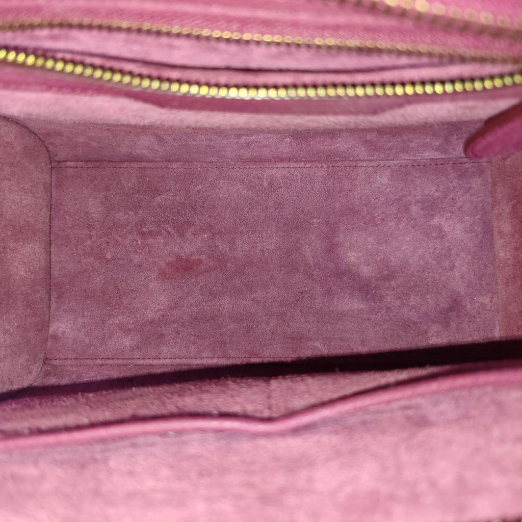 Celine Plum Drummed Calfskin Leather Luggage Tote Bag twins B20879