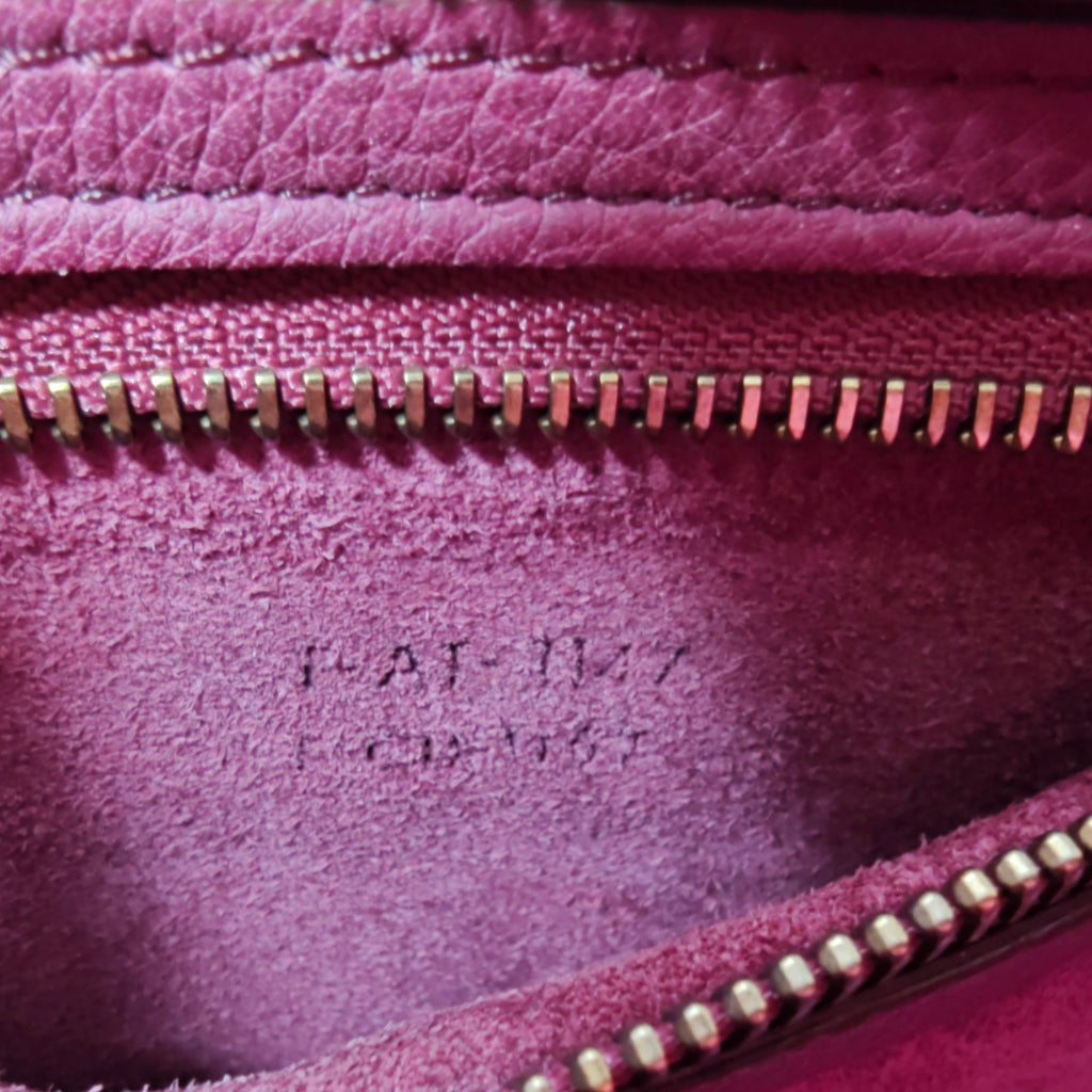 Celine Plum Drummed Calfskin Leather Luggage Tote Bag twins B20879