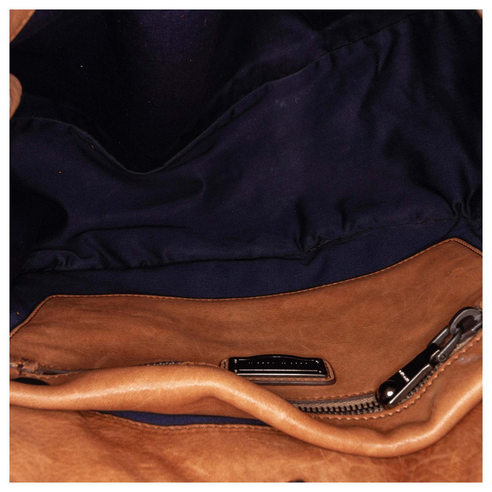 Blue Leopard Denim Satchel Brown - twins