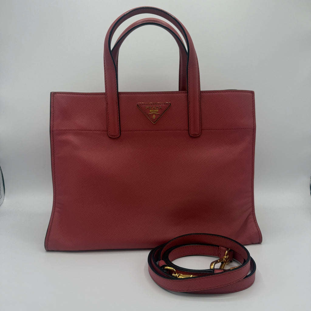 Soft Triple Pocket Saffiano Leather Convertible Tote