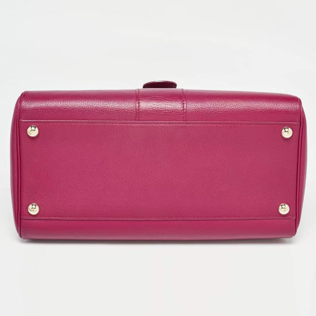 Grained Calfskin GM Brillant Satchel Fuchsia Twins