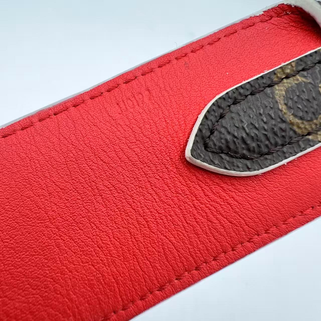Shoulder Strap Monogram Canvas Red Wide
