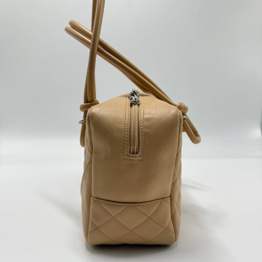 Beige Quilted Leather Cambon Ligne Bowler Bag