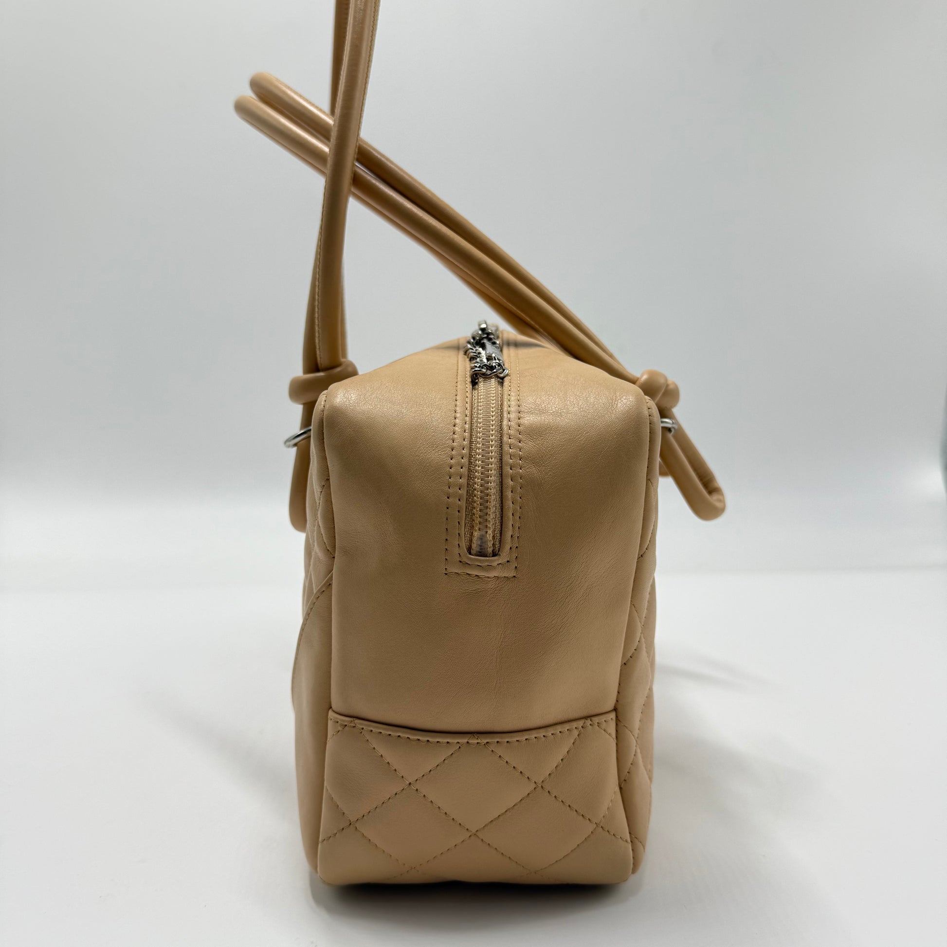 Beige Quilted Leather Cambon Ligne Bowler Bag